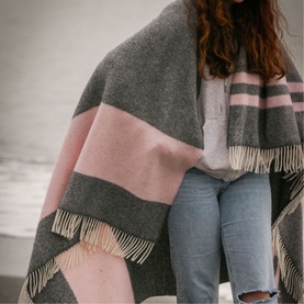 Pink and Grey Cashmere and Merino Throw