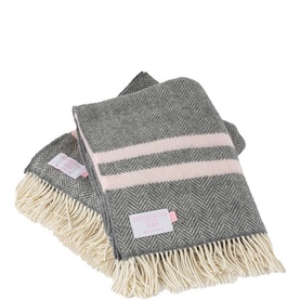 Pink and Grey Cashmere and Merino Throw