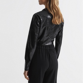 Hannah Tie Front Sequin Top