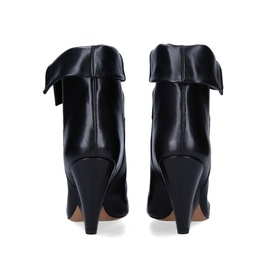 Isabel Marant Luliana Ankle Boots in black leather, rear view showing folded-down cuff and angular cone heel
