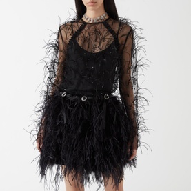 Ostrich Feather Mini Skirt