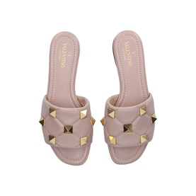 Oversized Rockstud Quilted Slides