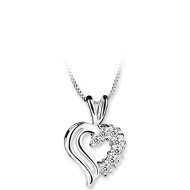 Double Heart Cubic Zirconia Pendant Necklace