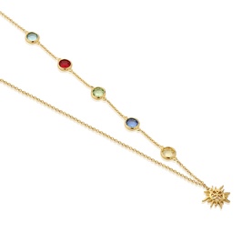 14K Gold-Plated Stone Charm Necklace