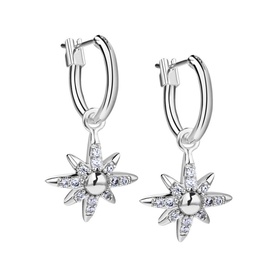 Silver Plated Crystal Embellished Star Earrings
