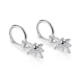 Silver Plated Crystal Embellished Star Earrings