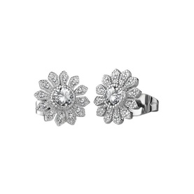 Clear Stone Flower Stud Earrings