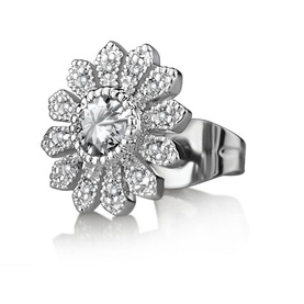 Clear Stone Flower Stud Earrings