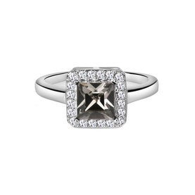 Black & Clear Stone Square Ring