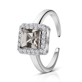Black & Clear Stone Square Ring