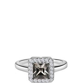 Black & Clear Stone Square Ring