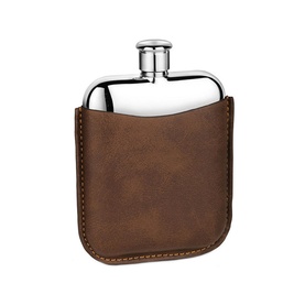 Leather Sleeve Stainless Steel Hip Flask