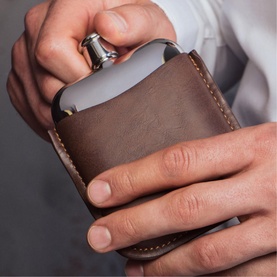 Leather Sleeve Stainless Steel Hip Flask