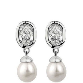 Crystal Embellished Pearl Drop Earrings
