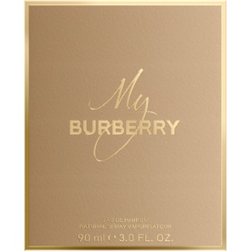 Burberry My Burberry Eau de Parfum 90ml, gold box with script branding, women's floral fragrance