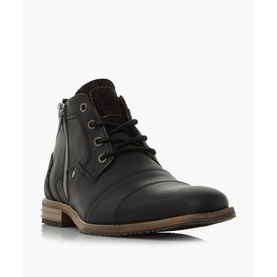 Captains Double Toe Cap Detail Leather Boots