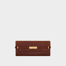 Manhattan Croc-Embossed Leather Clutch