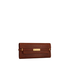 Manhattan Croc-Embossed Leather Clutch
