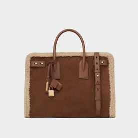 Sac De Jour Supple Suede Shearling Medium Tote