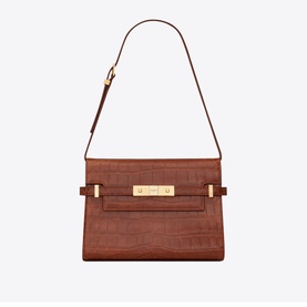 Manhattan Small Croc Embossed Leather Shoulder Bag