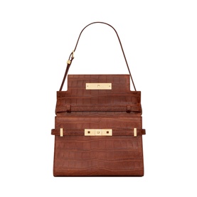Manhattan Small Croc Embossed Leather Shoulder Bag
