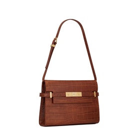 Manhattan Small Croc Embossed Leather Shoulder Bag