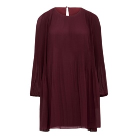 Forever New Anna Pleat Mini Dress in Green with pleated blouson sleeves, round neckline, and back keyhole button fastening