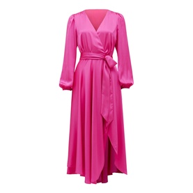 Marilyn Satin Wrap Midi Dress