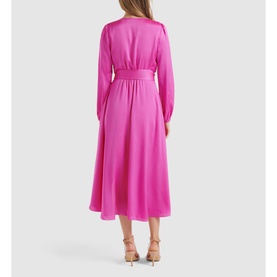 Marilyn Satin Wrap Midi Dress