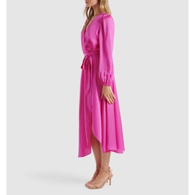 Marilyn Satin Wrap Midi Dress