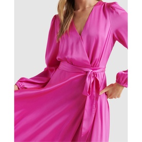 Marilyn Satin Wrap Midi Dress