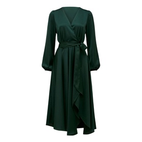 Marilyn Satin Wrap Midi Dress