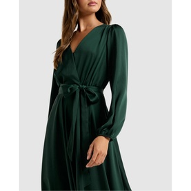 Marilyn Satin Wrap Midi Dress