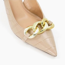 Canary Gold Chain Sling-Back Heels