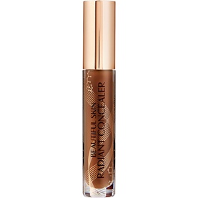 Charlotte Tilbury Beautiful Skin Radiant Concealer in a deep tan shade, 7.2g wand applicator with gold cap
