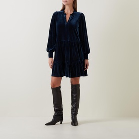 Viggase Long-Sleeve Velvet Mini Dress