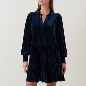 Viggase Long-Sleeve Velvet Mini Dress