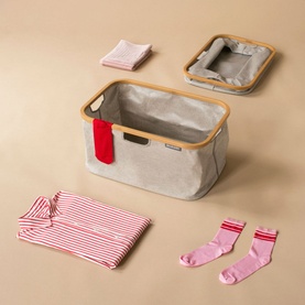 Foldable Laundry Basket, 40L - Grey