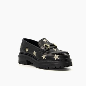 Gravitate Leather Star Embroidered Snaffle Loafers