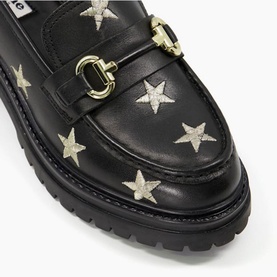 Gravitate Leather Star Embroidered Snaffle Loafers