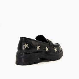 Gravitate Leather Star Embroidered Snaffle Loafers