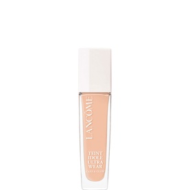 LANC&Ocirc;ME Teint Idole Ultra Wear Care & Glow Foundation 30ml in a glass bottle with pump dispenser, warm beige shade