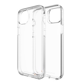 Zagg Gear4 Crystal Palace iPhone 14 Plus clear transparent protective case, shown front and back views