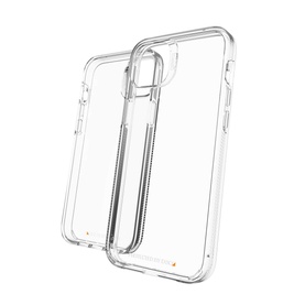 Zagg Gear4 Crystal Palace iPhone 14 Plus case in clear, showing transparent back panel and reinforced corner protection