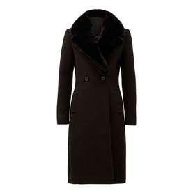 Nina Double-Breasted Faux Fur Collar Coat