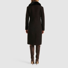 Nina Double-Breasted Faux Fur Collar Coat