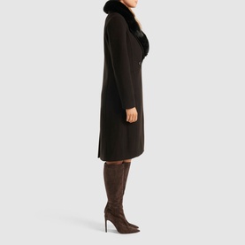 Nina Double-Breasted Faux Fur Collar Coat