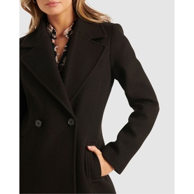 Nina Double-Breasted Faux Fur Collar Coat
