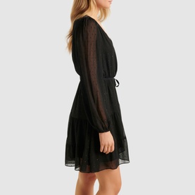 Rose Metallic Tiered Mini Skater Dress