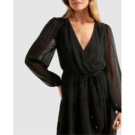 Rose Metallic Tiered Mini Skater Dress